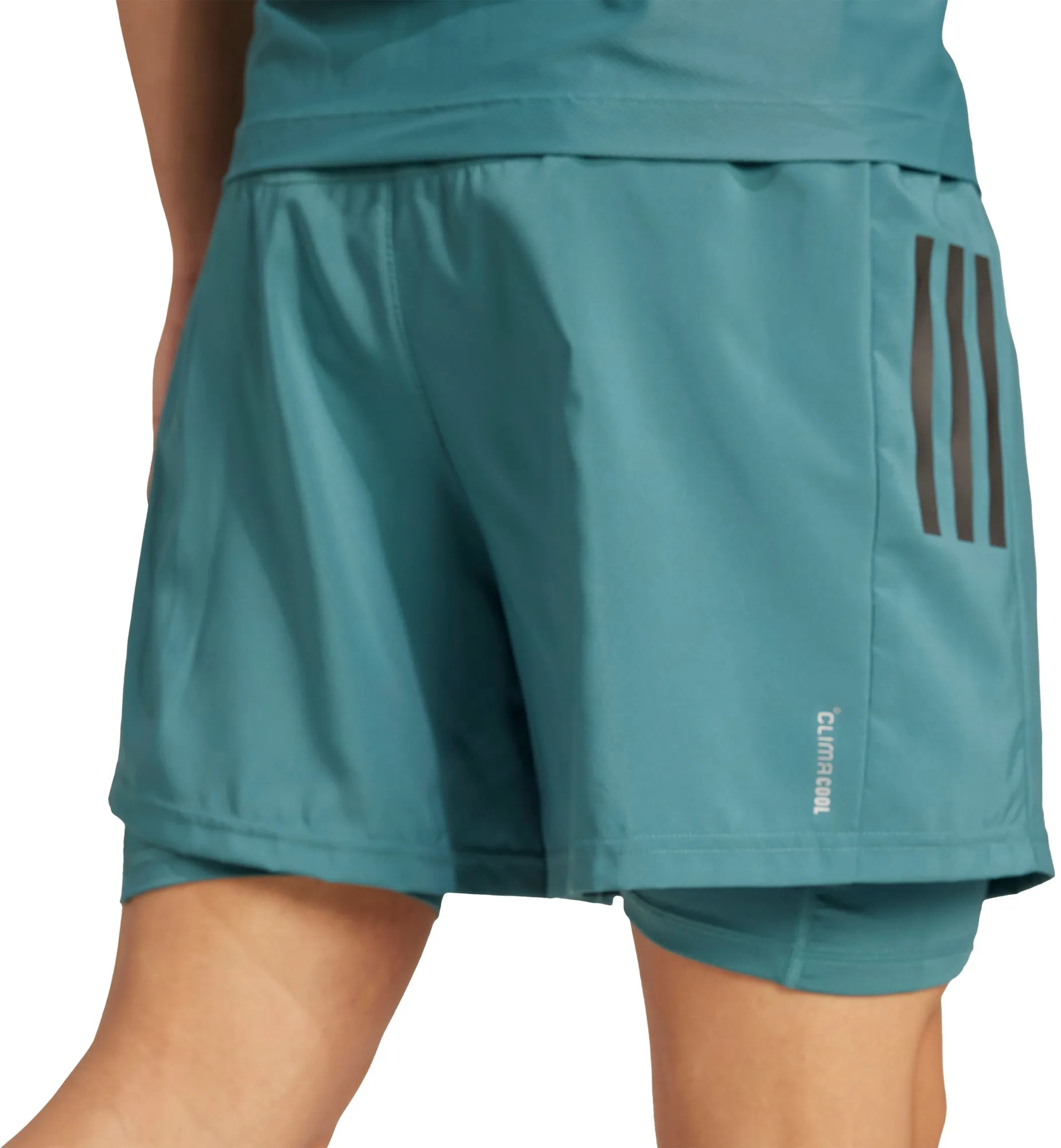 adidas Own The Run ClimaCool 2 In 1 Mens Running Shorts - Green FoldableDesign