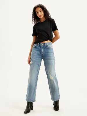 Simple Wear Women's 94 Blue Baggy Fit High Rise Jeans