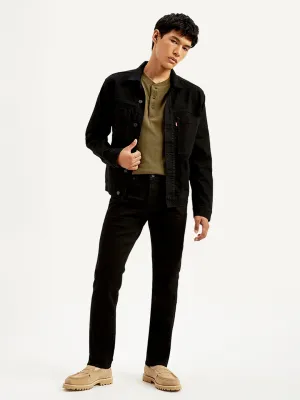 Men's 511 Black Slim Fit Mid Rise Selvedge Jeans Soft Eco Friendly Anti Static Material Blend