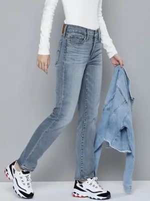 Women's 314 Blue Straight Fit High Rise Jeans Minimalist Style Family Style Comfy