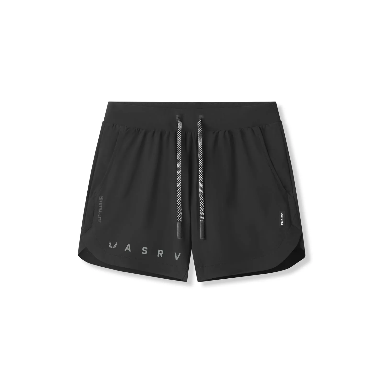 0751. Tetra-Lite? 5" Linerless Short - Black "Reflective Classic" Quick Drying Fabric beachy vibe