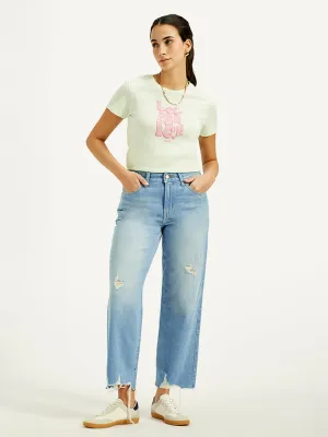 Women's 94 Blue Baggy Fit High Rise Jeans Daily Essentials Outdoor Adventure Party Look Youth Style