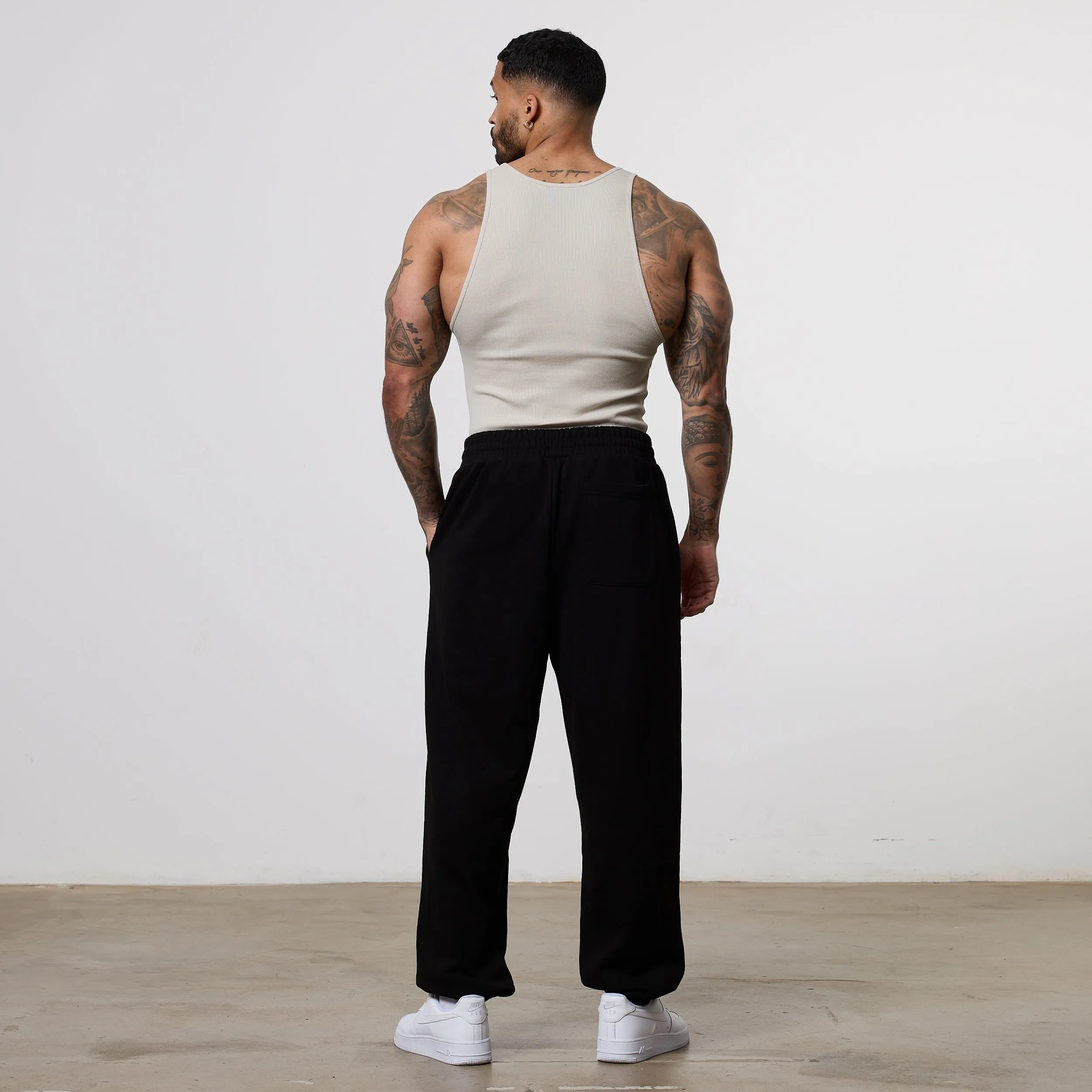 Anti Odor Treatment Clean Cut Vanquish Dark Script Black Oversized Sweatpants