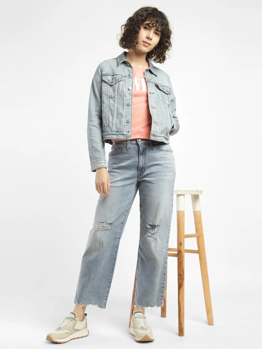 Women's 94 Blue Baggy Fit High Rise Jeans Festival Outfit Comfy
