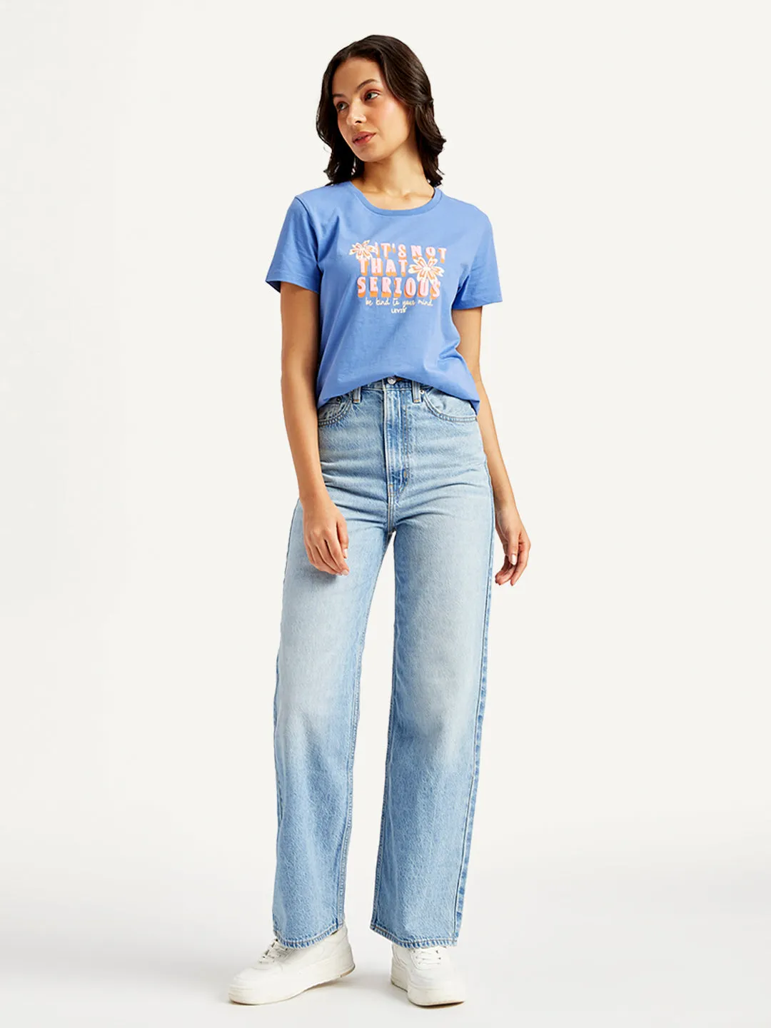 Cool Classic Women's Blue Loose Fit High Rise Jeans