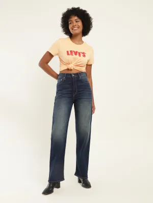 Moisture Wicking Technology Women's Blue Ribcage Straight Fit High Rise Jeans