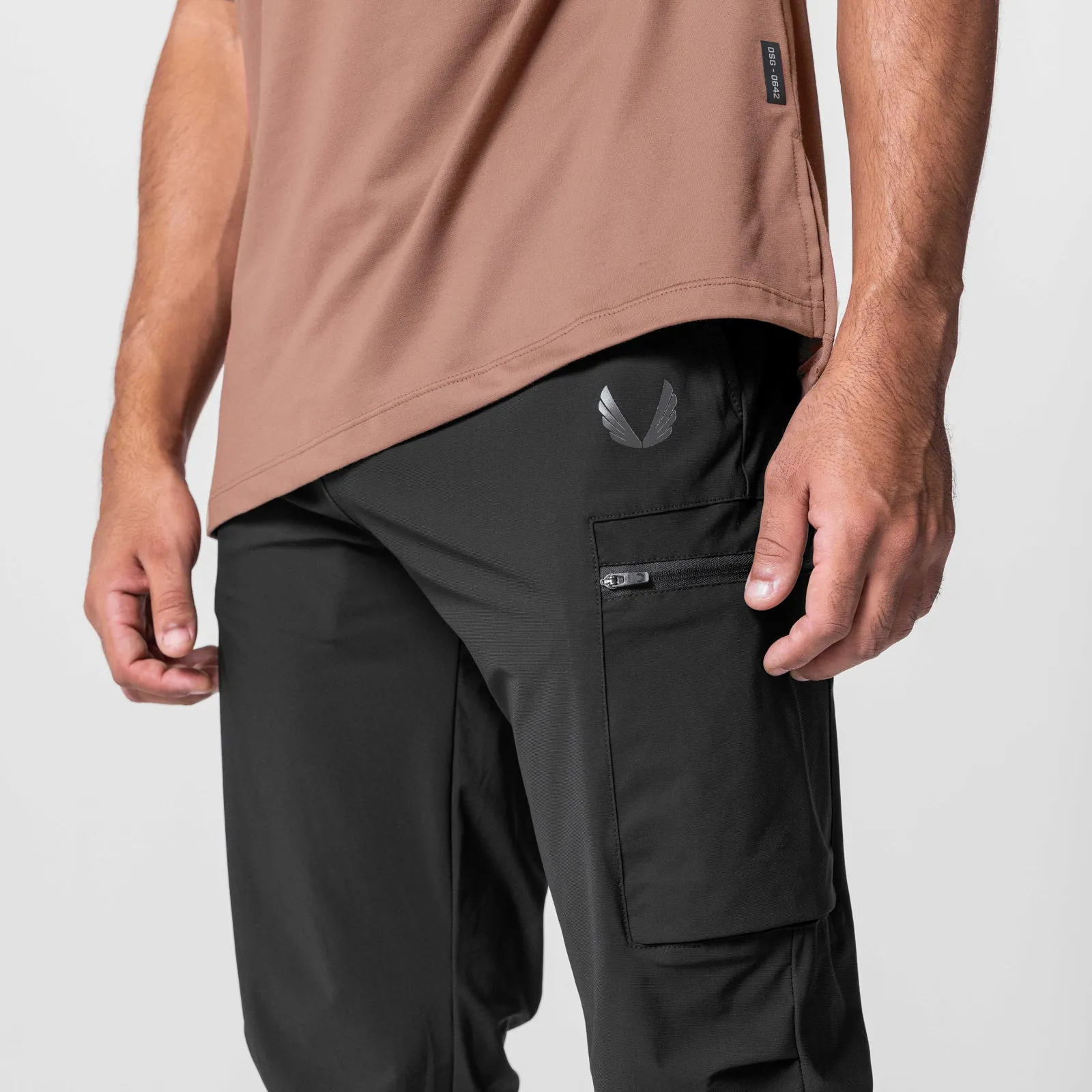 0656. Tetra-Lite? Standard Zip Jogger - Black Embroidered Detail Light Fabric
