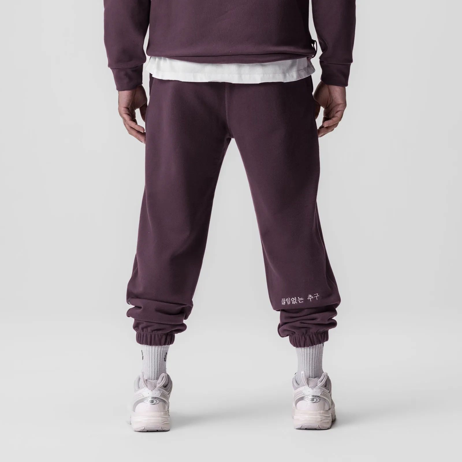 0655. Tech-Terry? Oversized Sweats - Deep Purple "Patch" Curved Waistline High Quality Material