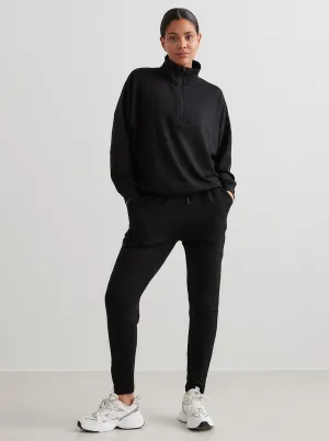 Black Comfy Modal Half Zip gym clothes Sugar glider like