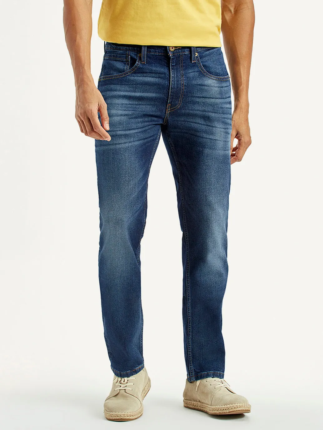 Eco Certified Textile Standards Artist Vibe Smooth Men's 541 Med Indigo Athletic Tapered Fit Mid Rise Jeans