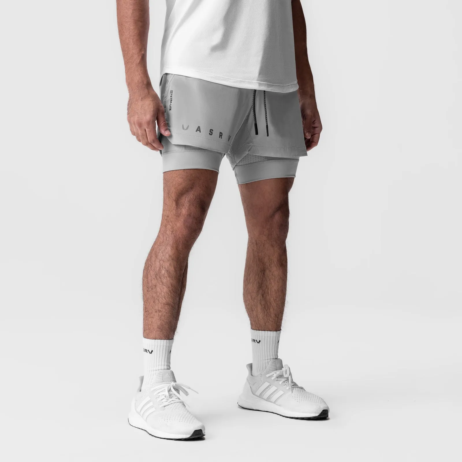 0865. Tetra-Lite? 5" Liner Short - Slate Grey "Reflective Classic" suede look