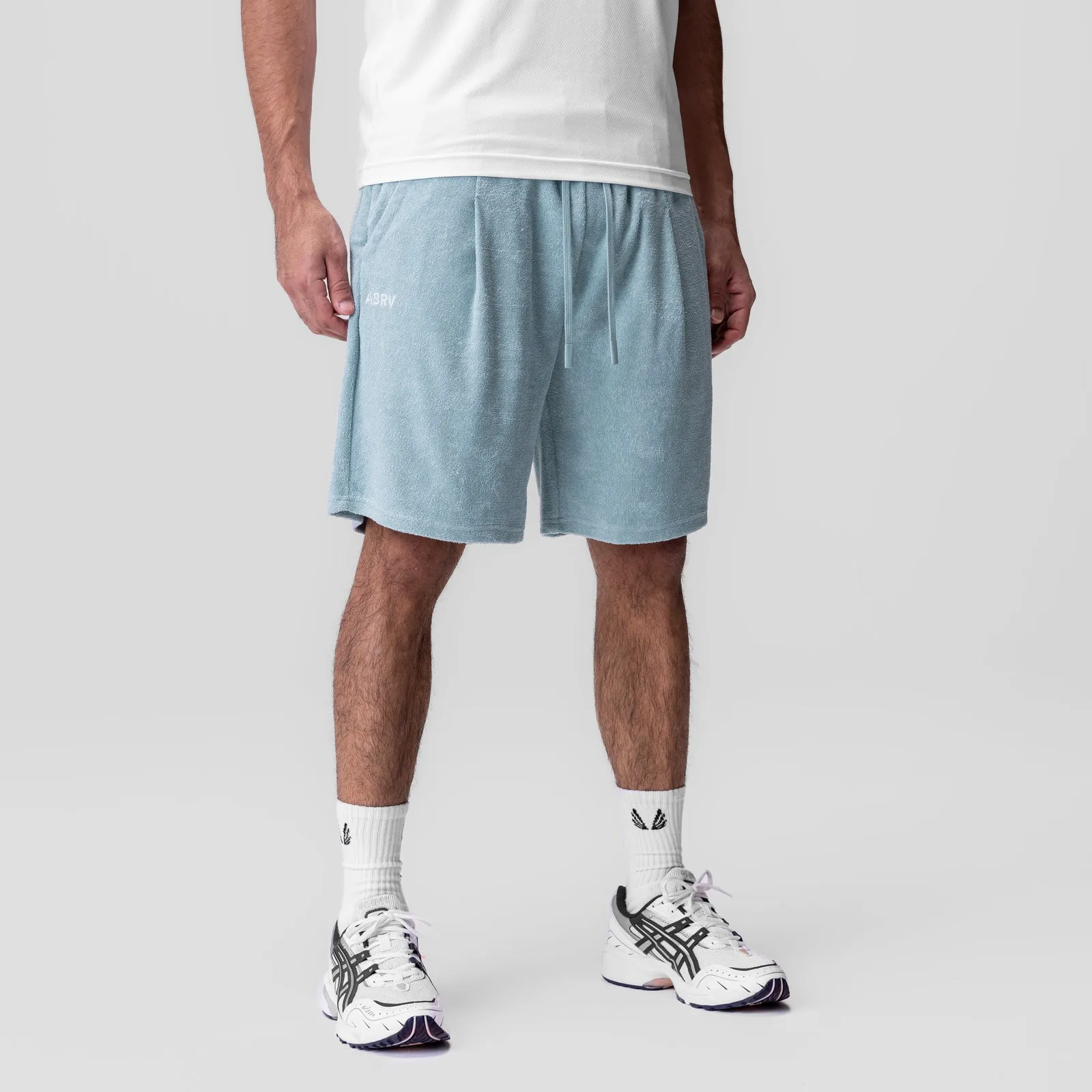 Non Restrictive Waistband Flex Waist System 1094. Towel Terry Relaxed Short - Light Sky