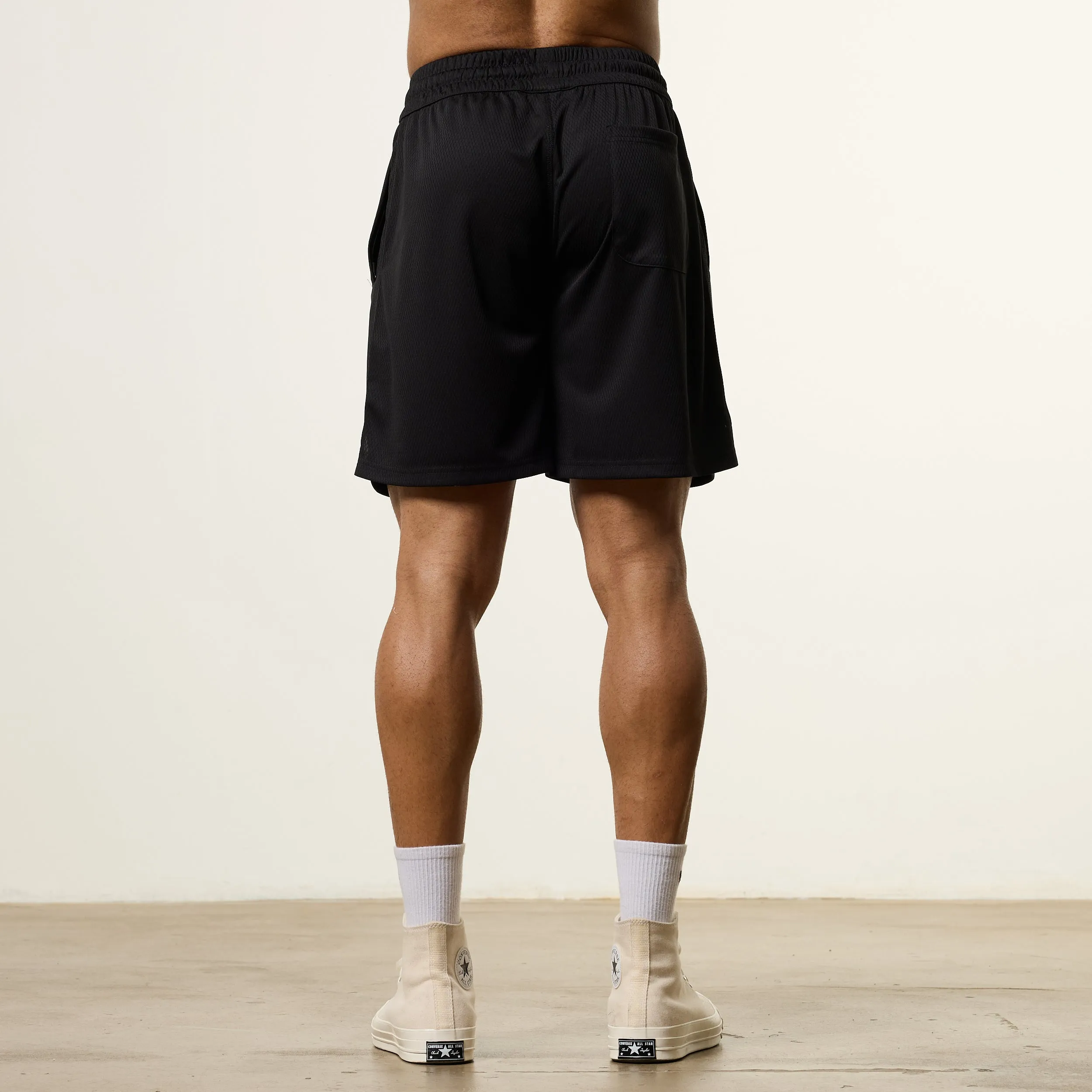 Vanquish Bodybuilding Black Mesh Shorts Quick Access Zip Pockets Office Wear