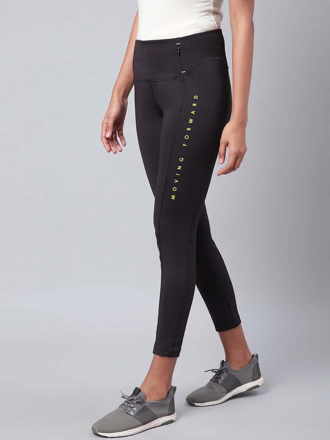 Body Shaping Dance Practice Alcis Women Black Solid Training Tights