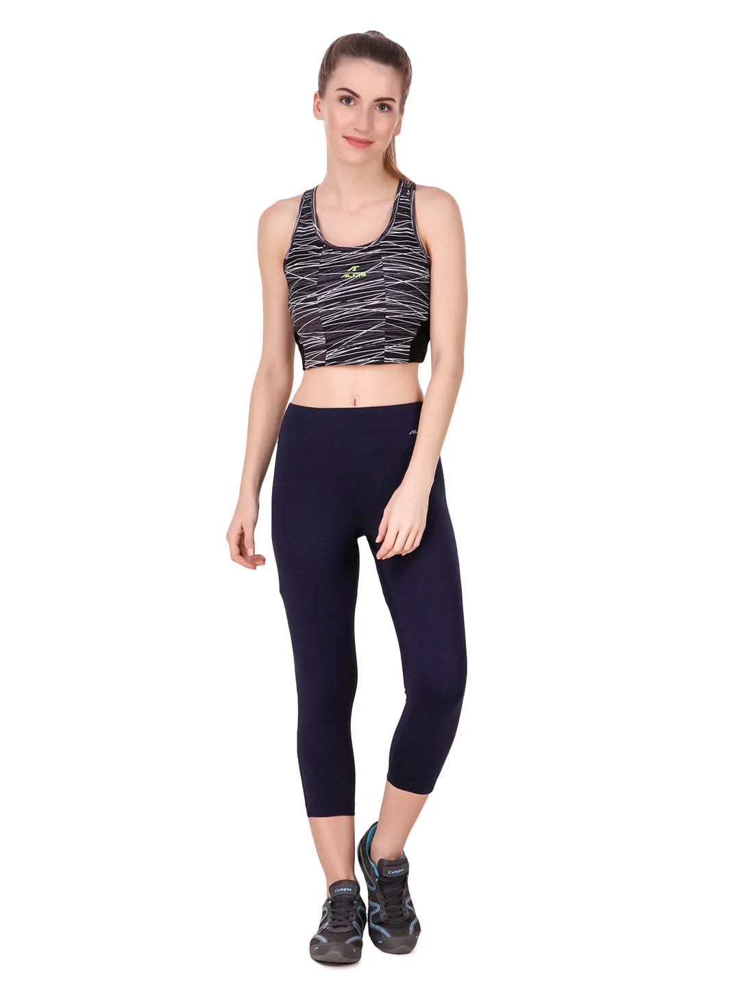 Budget Friendly Fade Resistant Alcis Women Solid Navy Blue Tights