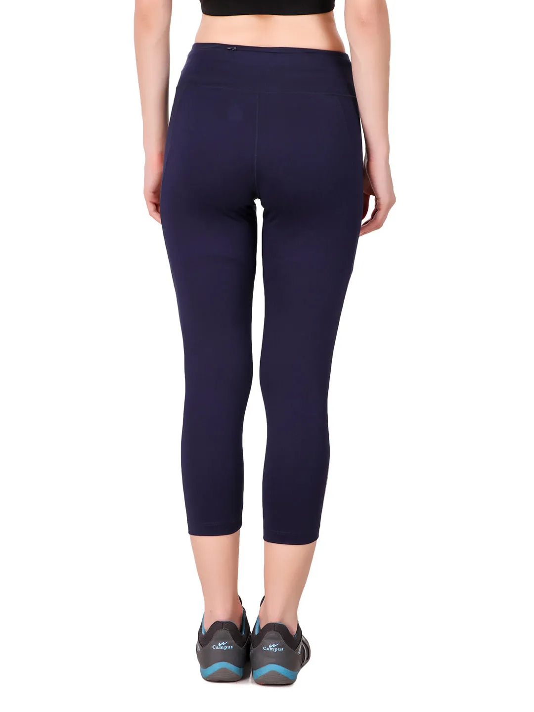 Petite Size Daily Routine Alcis Women Solid Navy Blue Tights