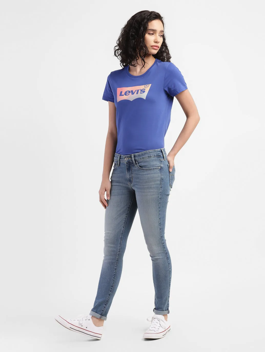 Women's 711 Blue Skinny Fit Mid Rise Jeans Universal Style