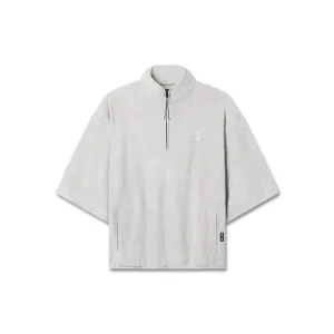 1057. Towel Terry Quarter Zip Oversized Tee - Heather Grey Outdoor Smart