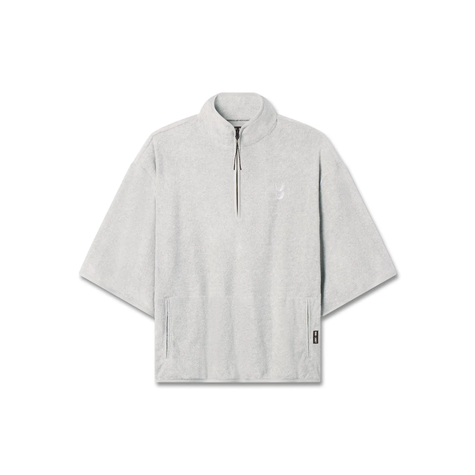 1057. Towel Terry Quarter Zip Oversized Tee - Heather Grey Outdoor Smart