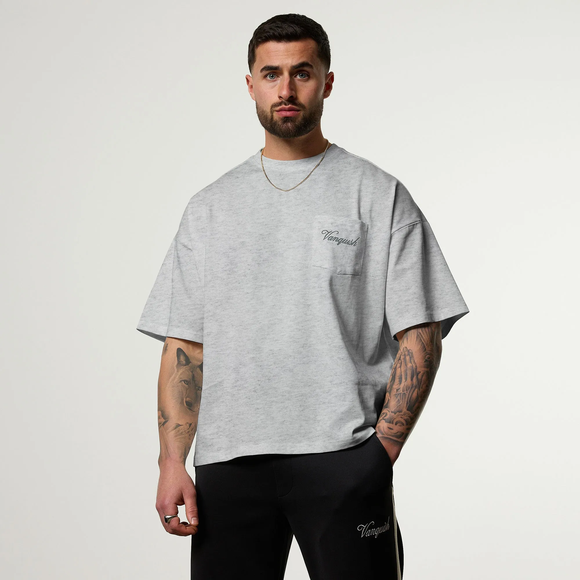 Relaxed and Comfy Vanquish Off Season Ice Marl Oversized Boxy Pocket T Shirt