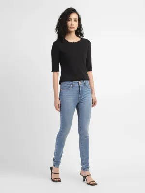 Women's Blue Skinny Fit Mid Rise Jeans Morning Stroll Evening Stroll Trend Setter