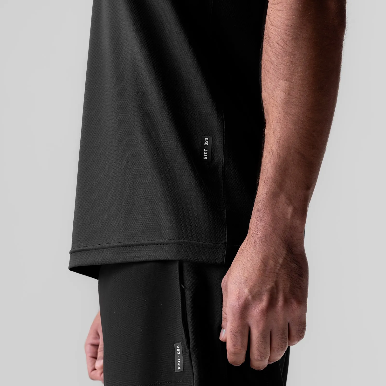 1015. AeroSilver? Essential Tee - Black "ASRV" Smooth Jersey Texture