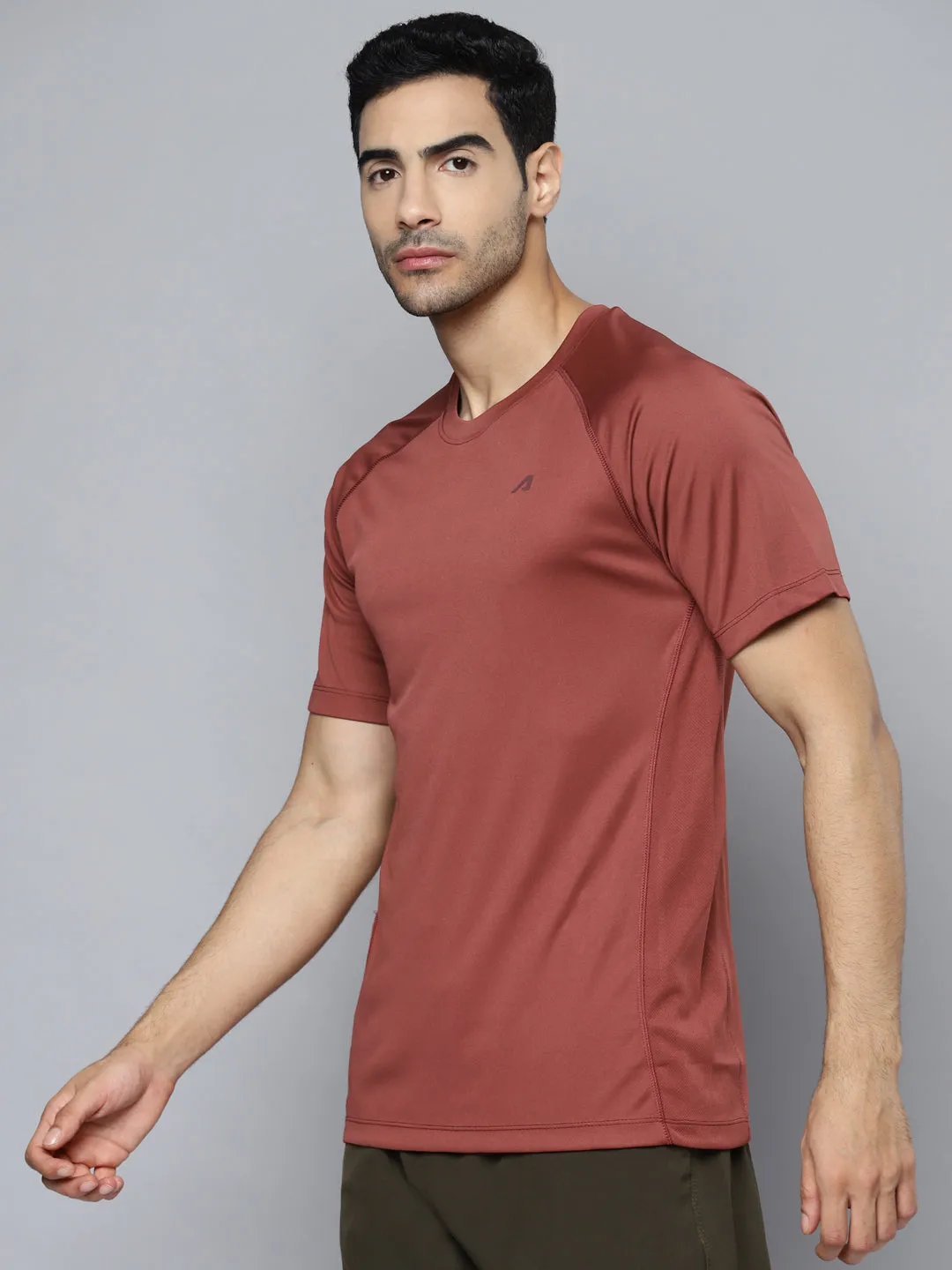 Cotton Glow Mom Soft Alcis Men Rust Slim Fit T-shirt