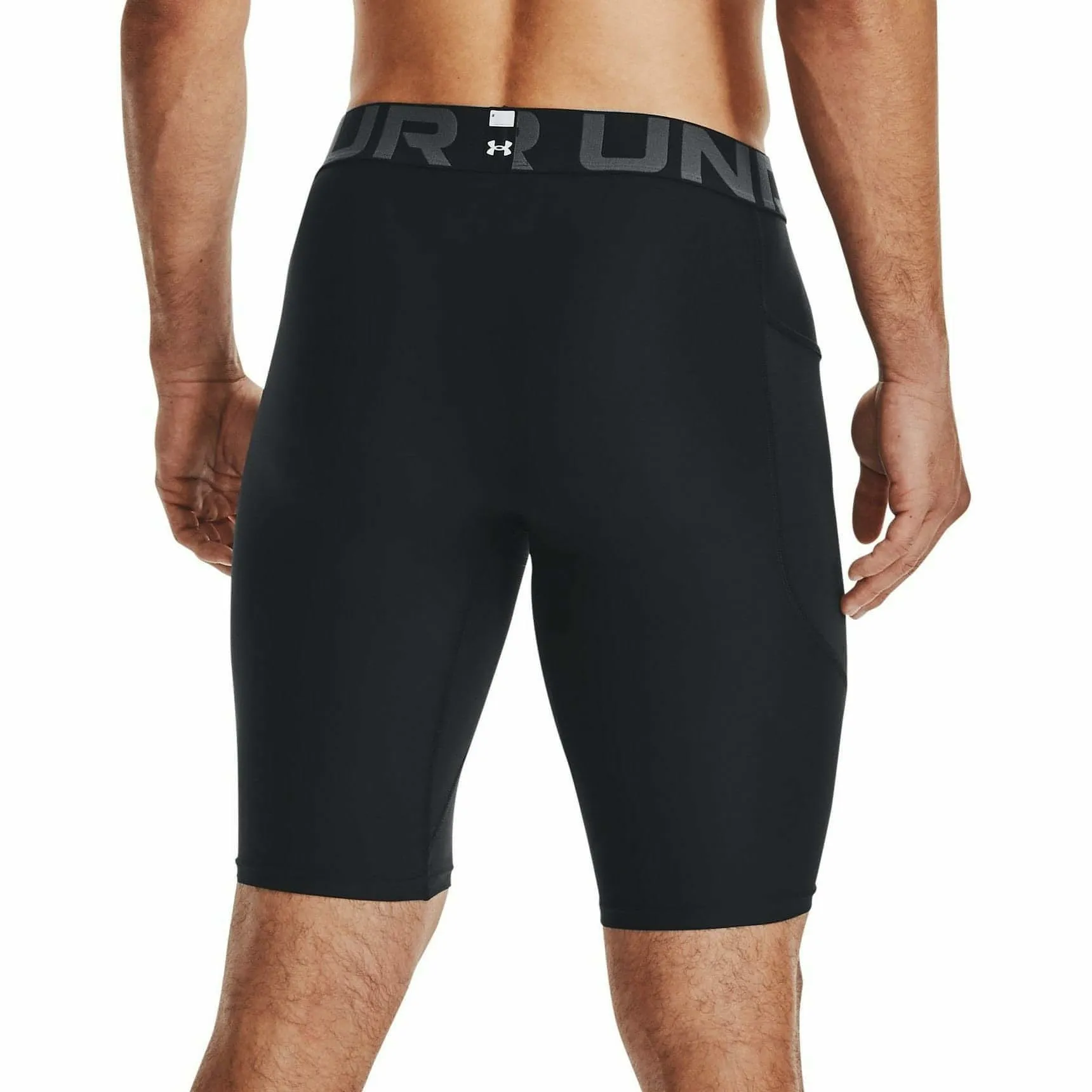 Under Armour HeatGear Pocket Long Mens Short Compression Tights - Black Clean Lines