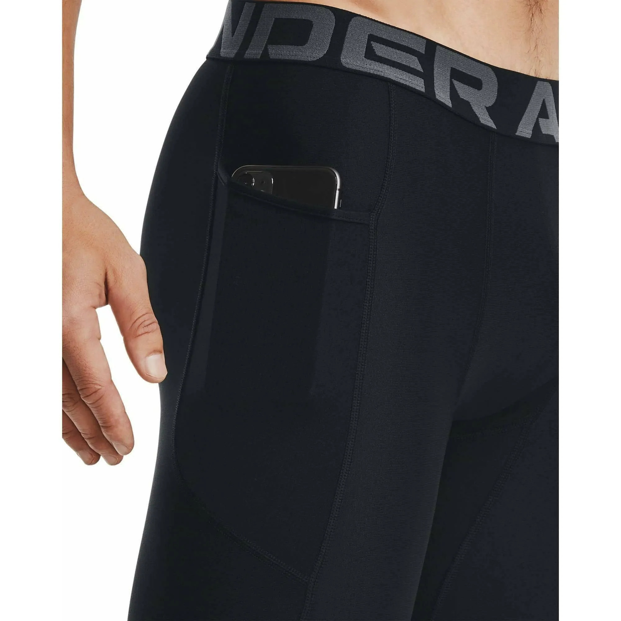 Under Armour HeatGear Pocket Long Mens Short Compression Tights - Black Ultra Soft Touch