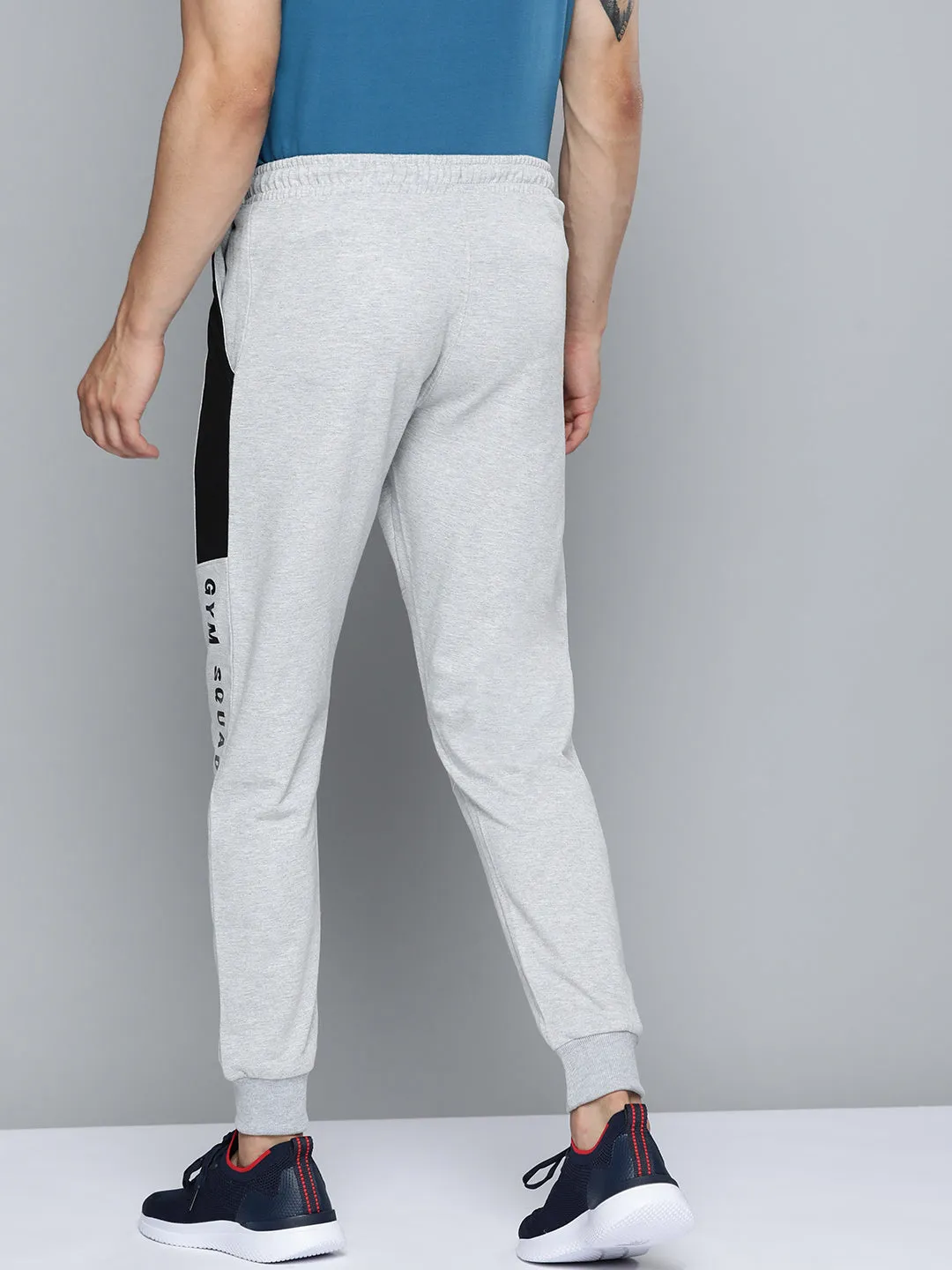 Alcis Men Grey Melange Typography Printed Track Pants Classic Fit