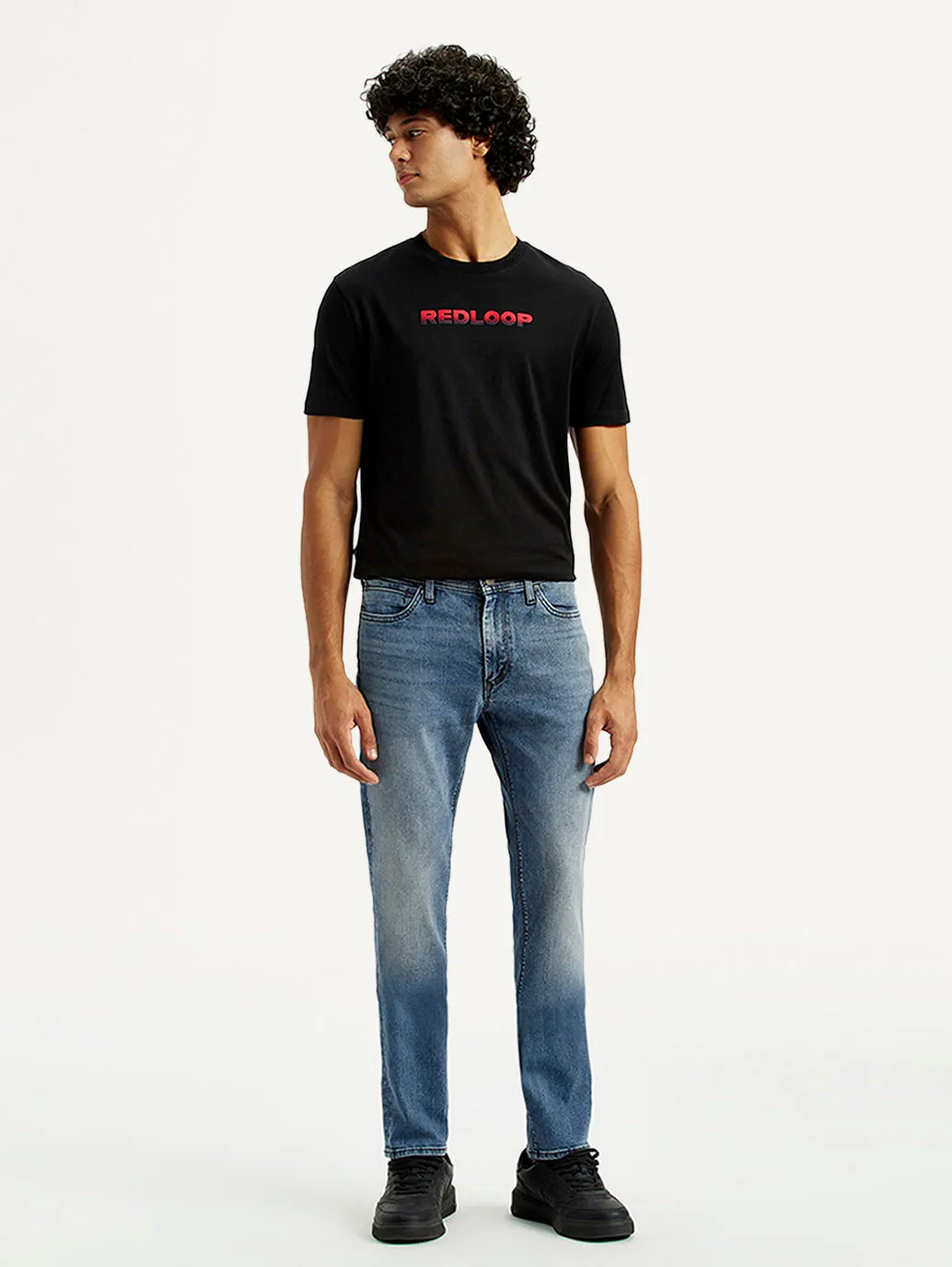 Functional Outfit Distressed Details Men's Redloop 511 Indigo Slim Fit Mid Rise Jeans