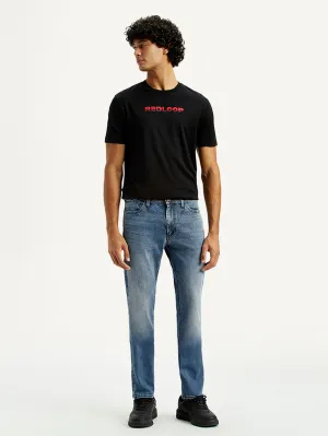 Functional Outfit Distressed Details Men's Redloop 511 Indigo Slim Fit Mid Rise Jeans