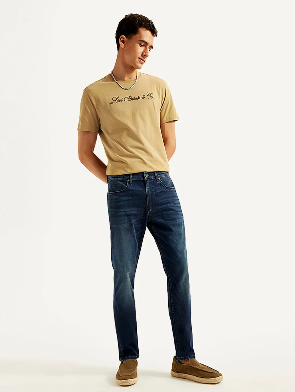 Minimal Fading Men's Redloop 512 Dark Blue Slim Tapered Fit Mid Rise Jeans