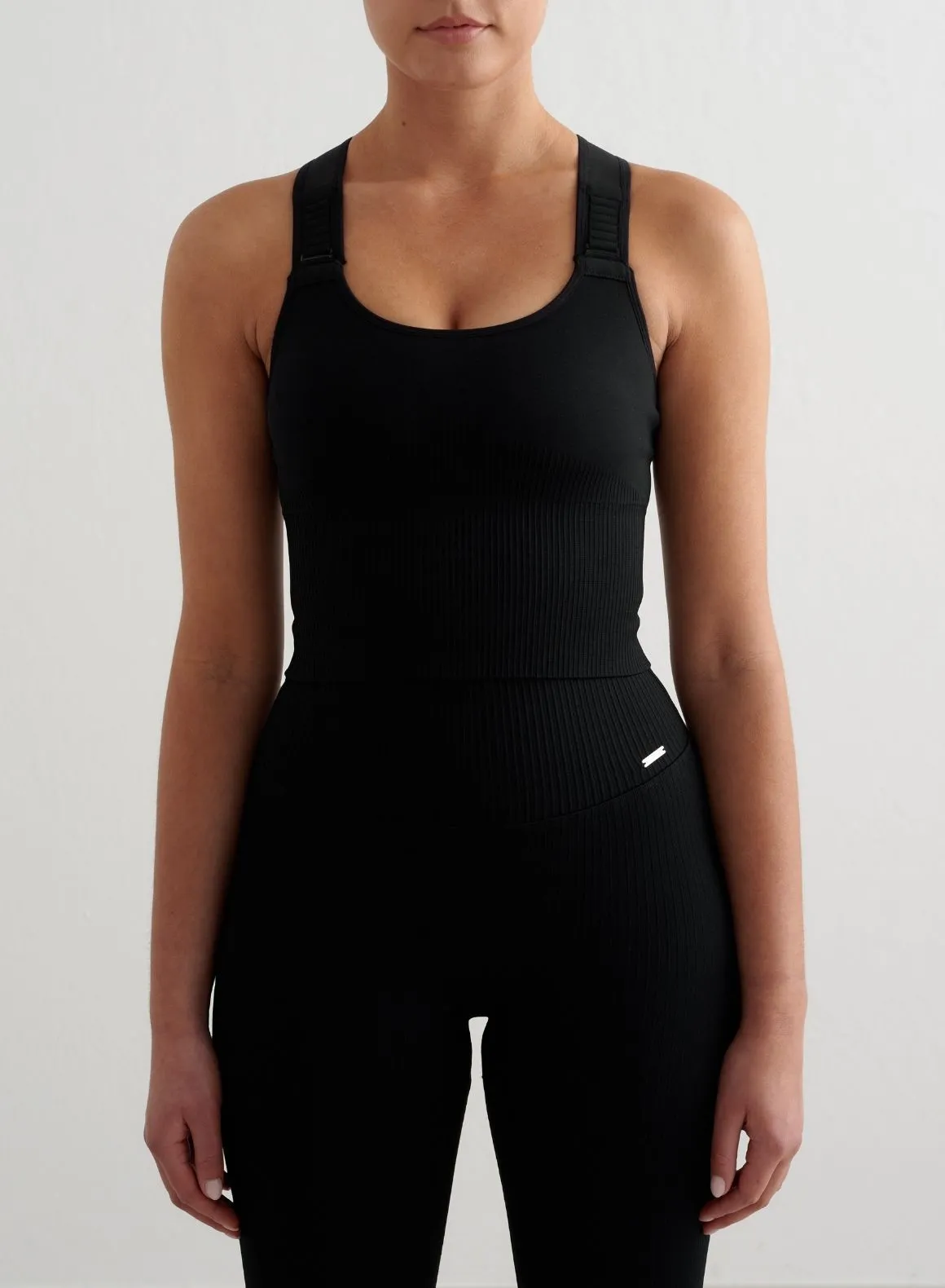 Adjustable Hem Fire resistant Black Ribbed Seamless High Support Bralette