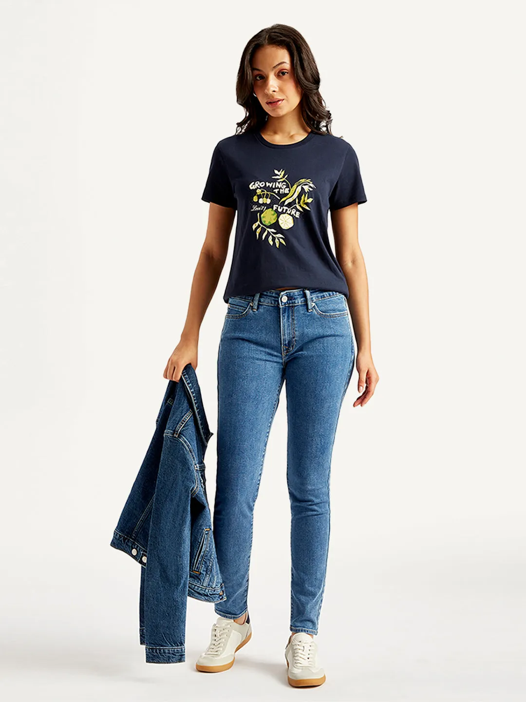 Women's 711 Blue Skinny Fit Mid Rise Jeans Flexible Style