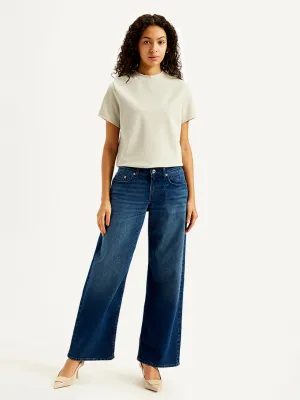 Subtle Look Shopping Day Adult Fashion Athlete Fit Women's Blue Loose Fit Low Rise Jeans