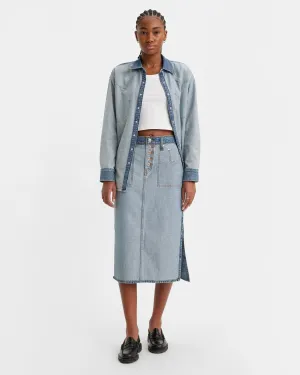 Recycled Material Fresh casual Levi's? Womens Reversible Side Slit Skirt - Soft As Butter Mid No Dp