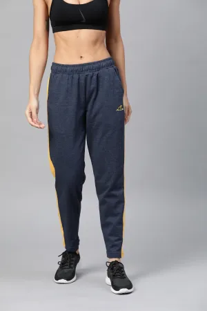 Functional Layer Alcis Women Navy Blue Mustard Yellow Solid Slim Fit Solid Track Pants