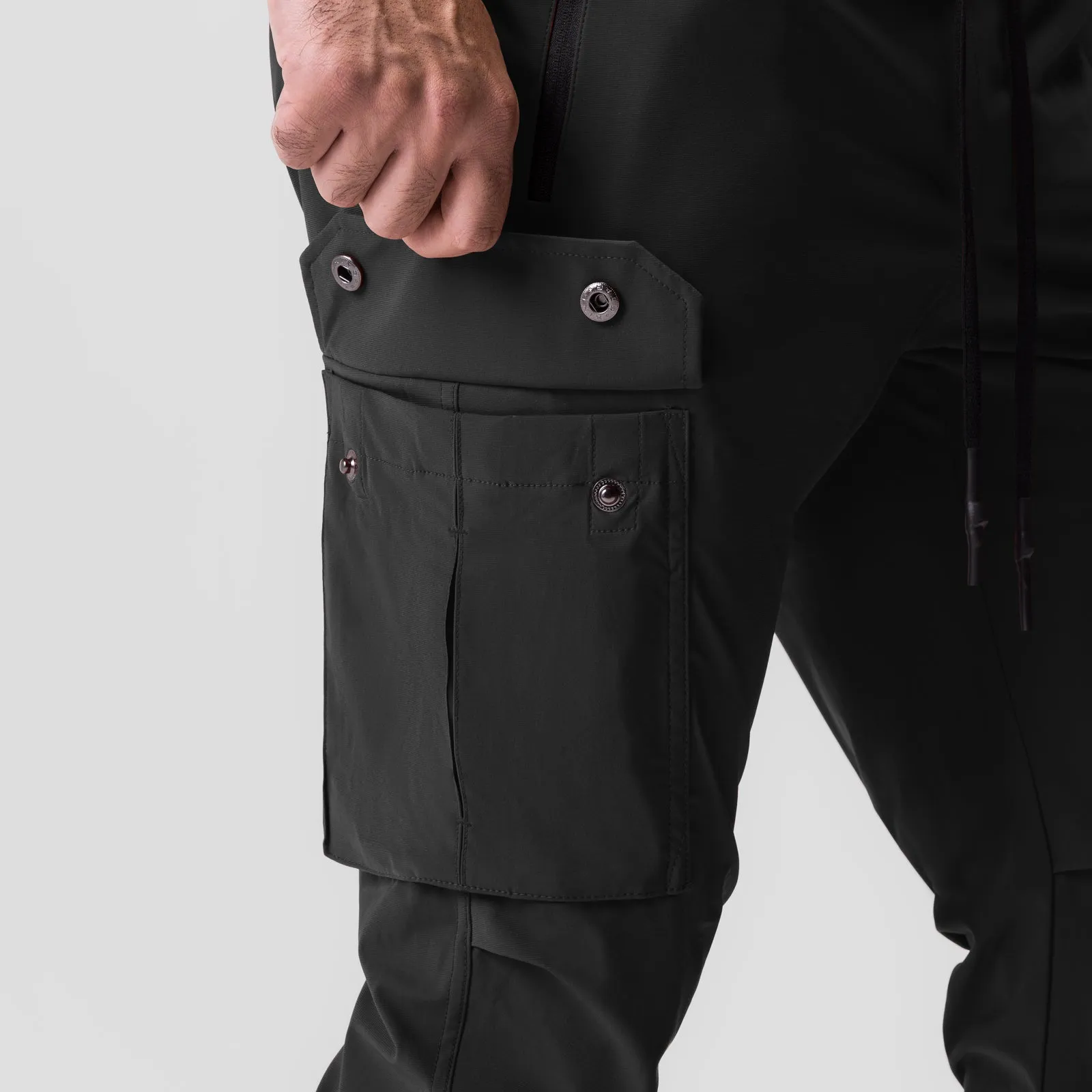 0825. Tetra-Lite? Cargo High Rib Jogger - Black "White Wings" PermeableCloth All Season Versatility