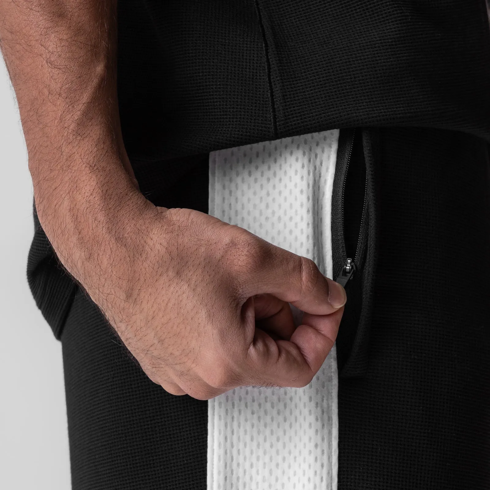 0957. Waffle Knit Relaxed Sweatpant - Black/White High Rise LightweightWeave
