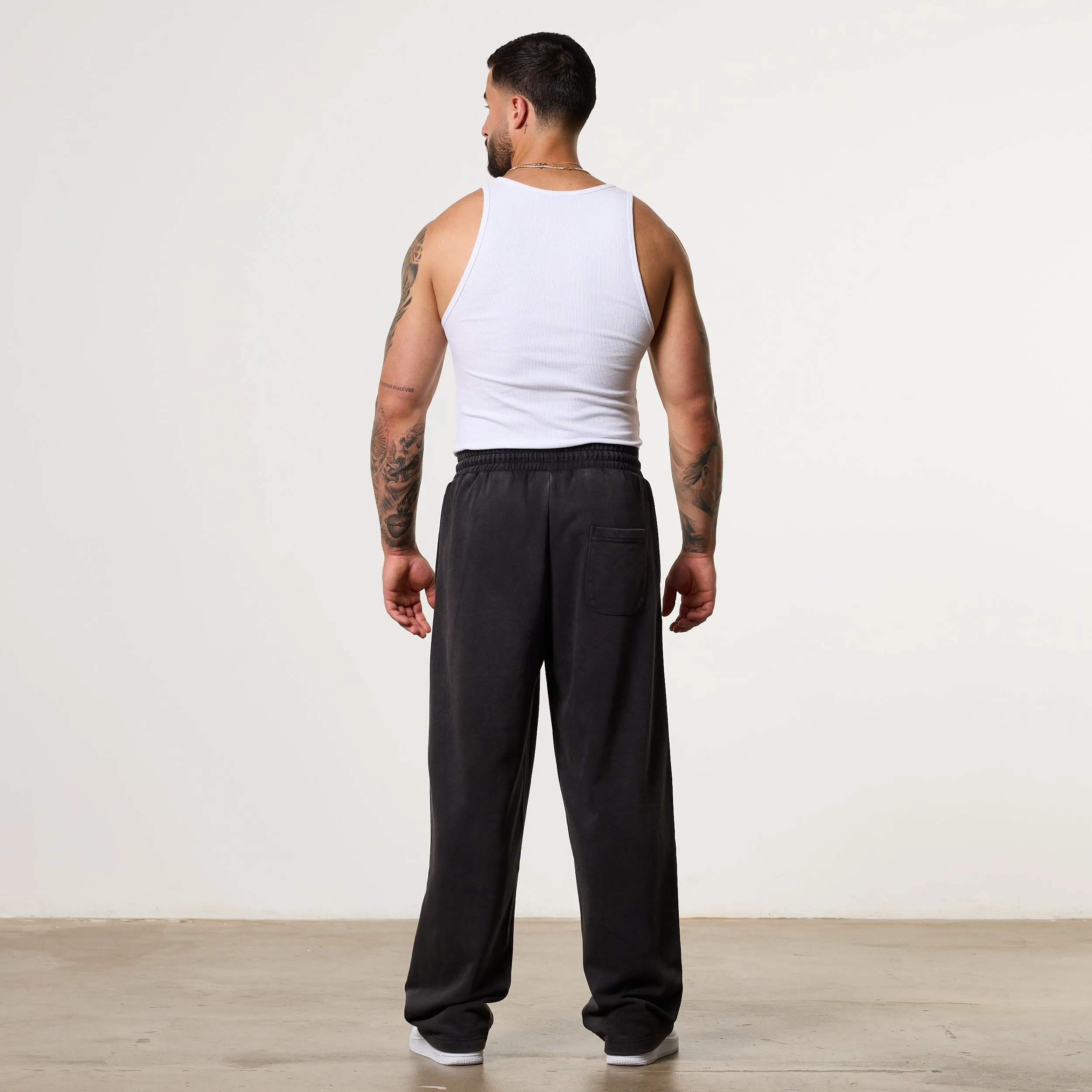 Vanquish Legacy Black Washed Straight Leg Sweatpants Breathable Design