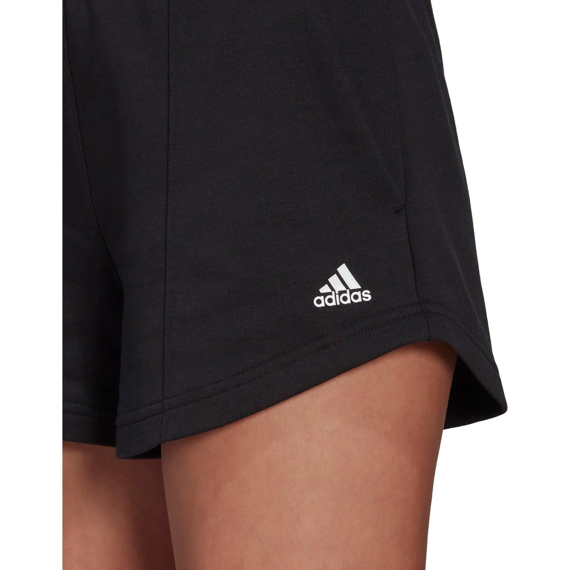 adidas Hyperglam French Terry Womens Training Shorts - Black Lace trim Moisture Wicking Lining