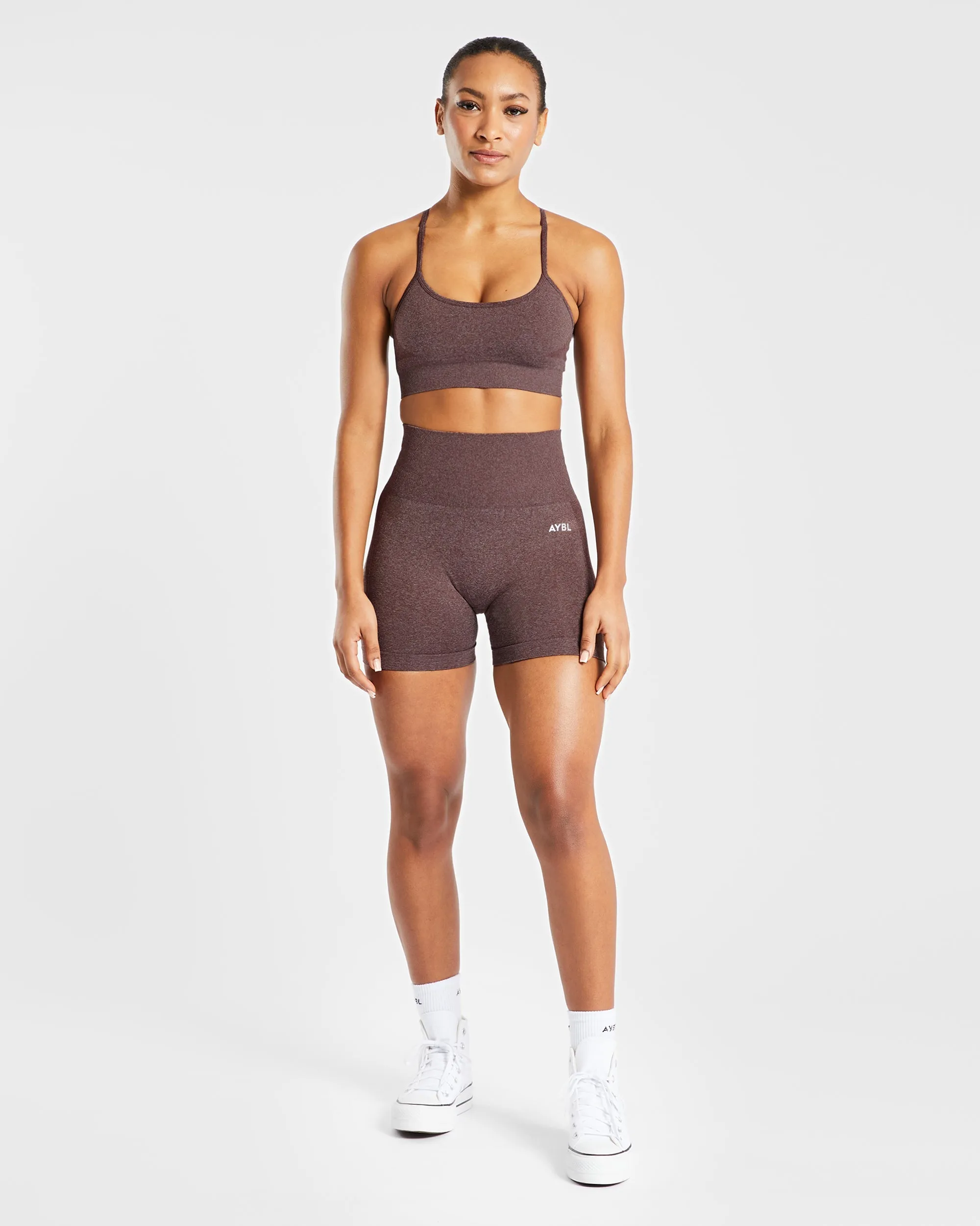 Empower Seamless Sports Bra - Brown Marl Athletic Wear Back support