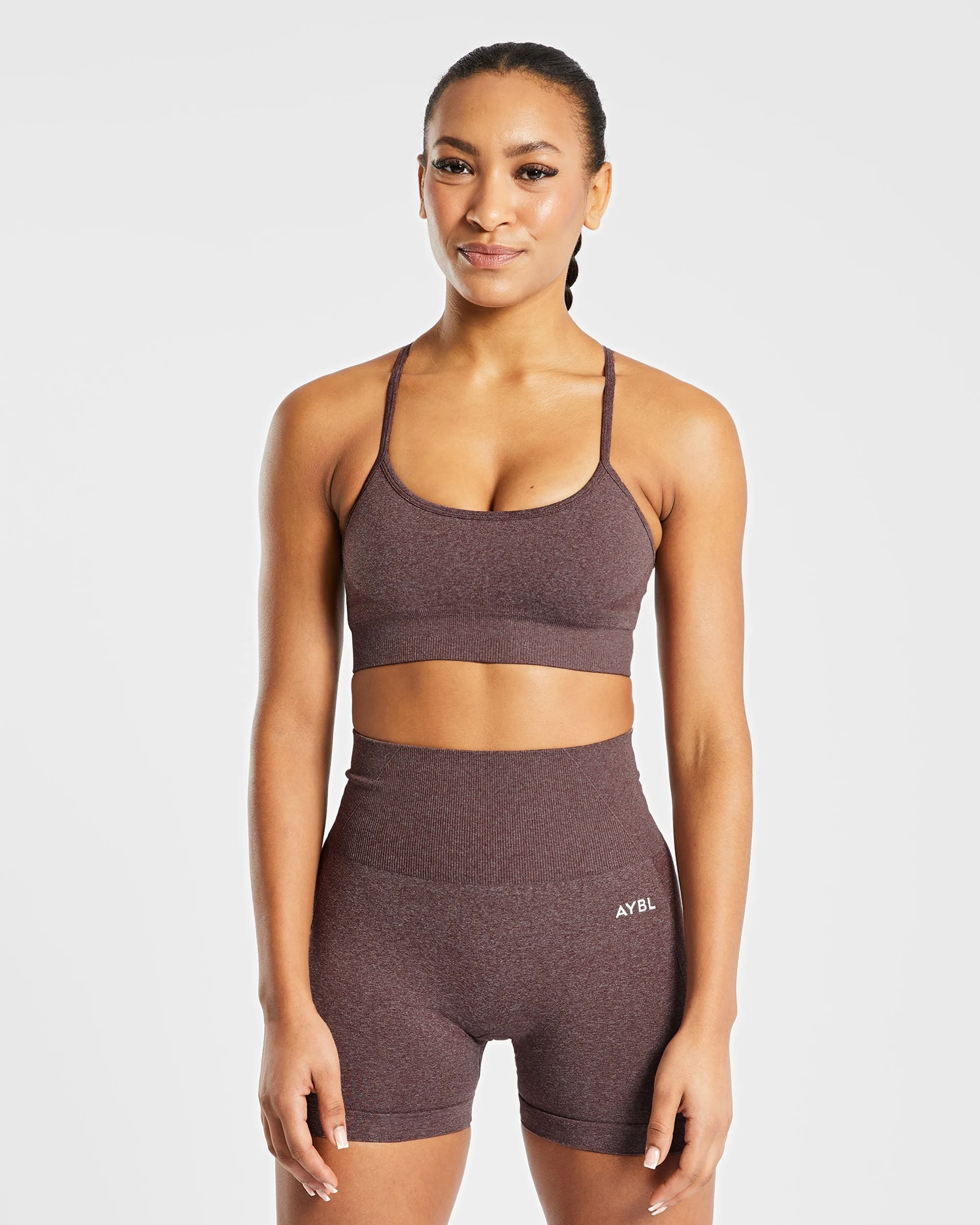 Dance lovers Stretch seams Empower Seamless Sports Bra - Brown Marl