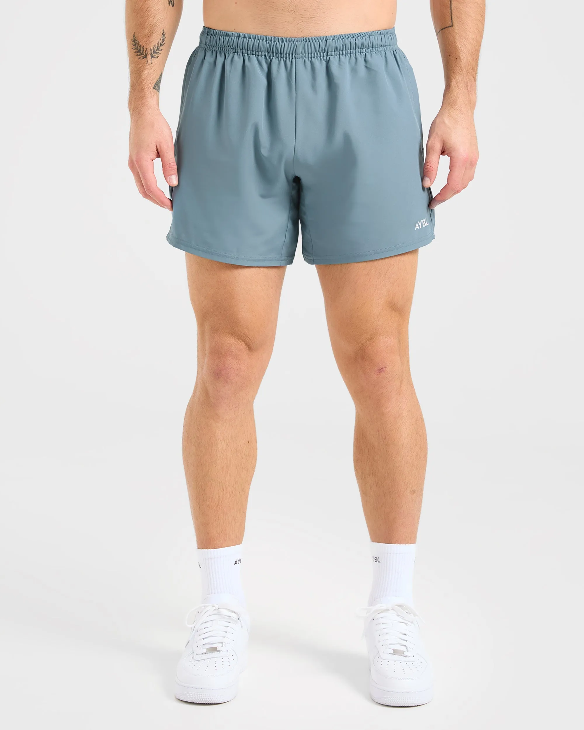Laser Cut Perforations Comfort Cushion Core 5" Shorts - Ocean Mist