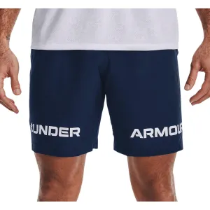 Under Armour Woven Graphic Wordmark Mens Training Shorts - Navy Extended Inseam Options muted colors
