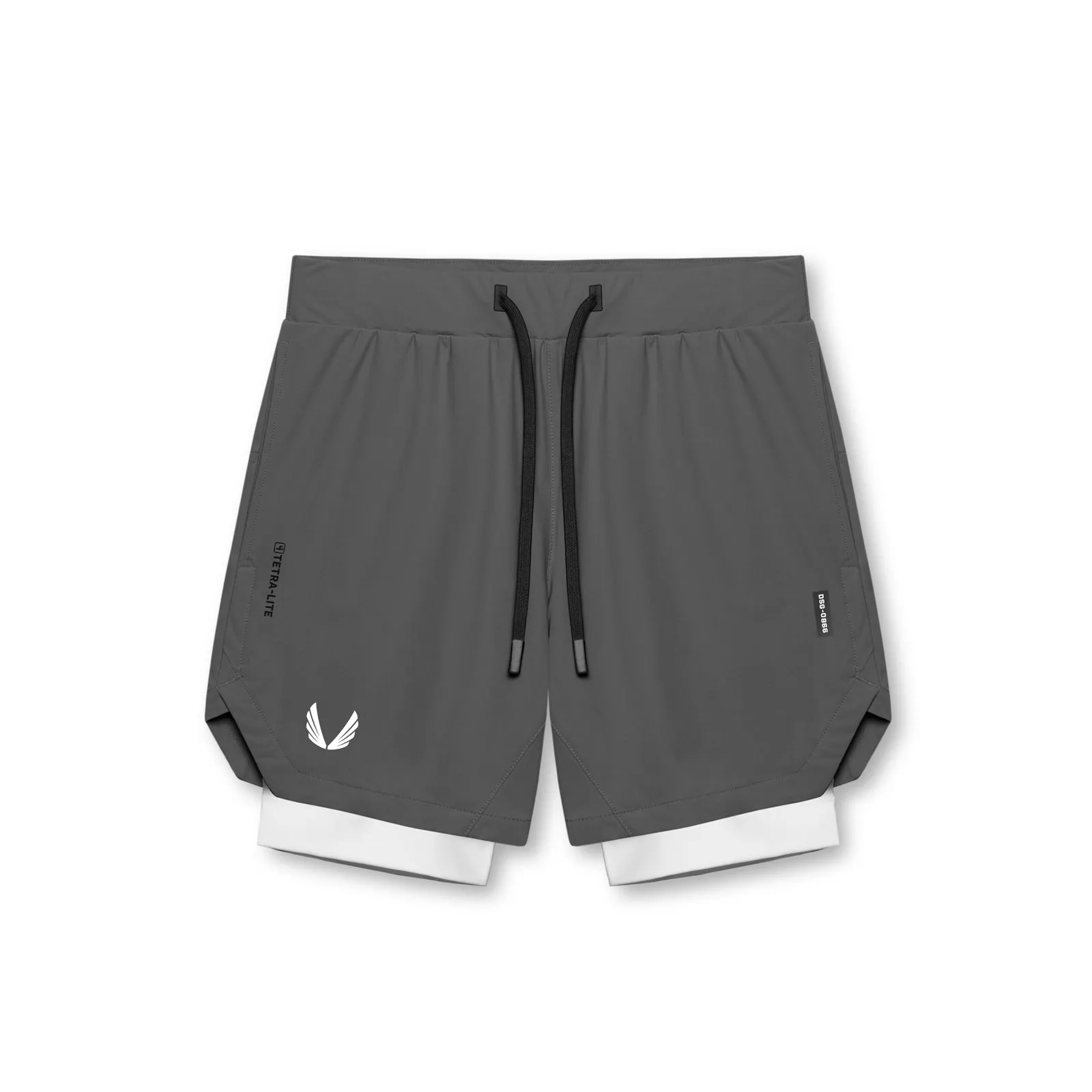0866. Tetra-Lite? 7" Liner Short - Space Grey / White / White "Wings" Adjustable Waist