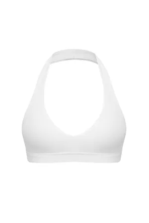 V-Cut Halter Bra Striped activewear Round neck seams