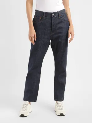Women's 501 Blue Straight Fit High Rise Jeans Four Way Stretch Fabric