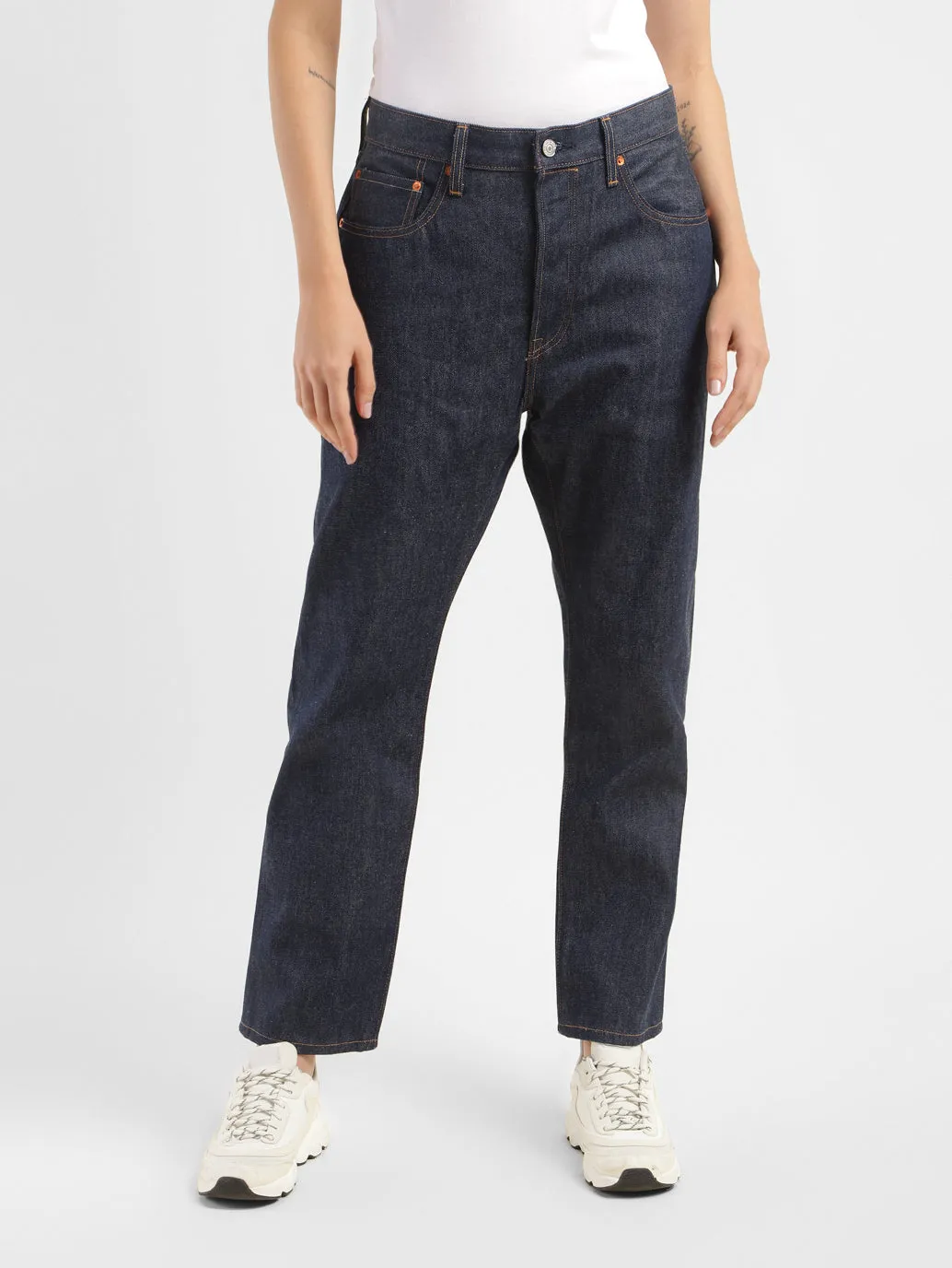 Winter Warmth Minimalist Style Picnic Style Loose Textured Travel Outfit Women's 501 Blue Straight Fit High Rise Jeans